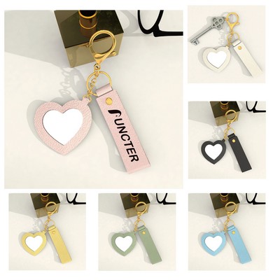 PU Keychain With Heart Shape Mirror