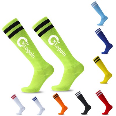 Knee High Polyester Soccer Socks Team Sport Cushion Athletic