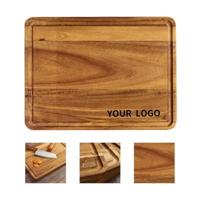 Acacia Wood Rectangular Cutting Board With Juice Groove