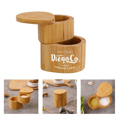 Two Tiered Bamboo Salt Box