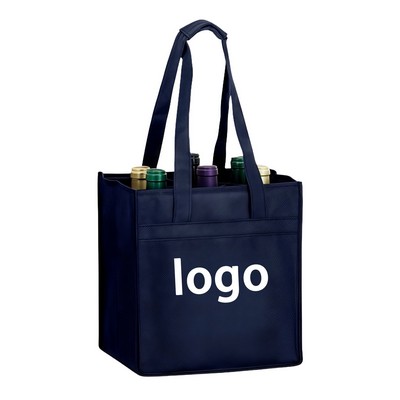 Non Woven 6 Bottle Wine Tote Bag With Dividers