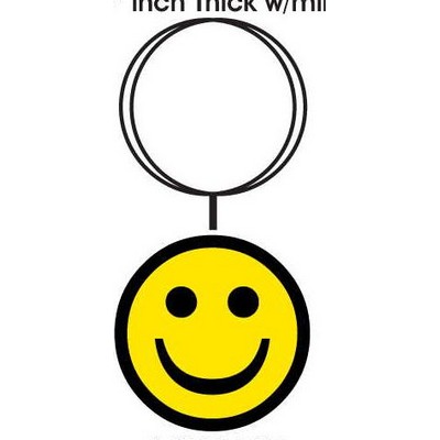 Smiley Face Key Chain w/Clear Mirrored Back (3 Square Inch)