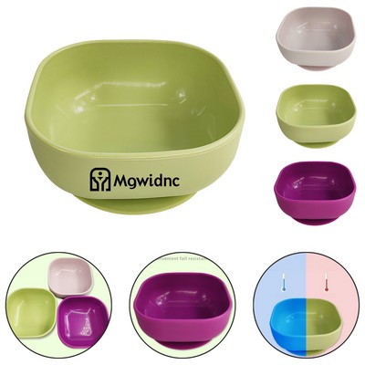 Square Silicone Baby Bowl with Suction Base