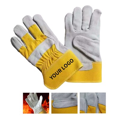Split Leather Work Glove With Reinforced Palm And Safety Cuff 9.9" x 6"