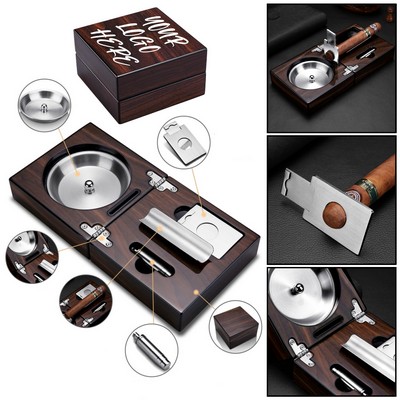Premium Merbau Wood Folding Cigar Ashtray Set