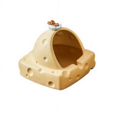 Modern Ceramic Cheese-Shaped Ashtray with Lid and Funnel Design