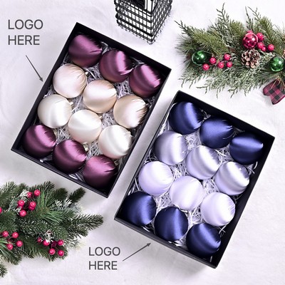 Satin Velvet Christmas Balls 12pcs Luxury Tree Hanging Decor Gift Box Set