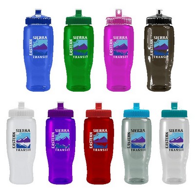 Pedal Pusher 27oz Recycled Transparent Contour Bottle w/Push-Pull Lid