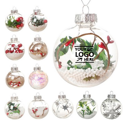 Christmas Transparent Ball PET Ornaments With Rope