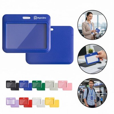 Horizontal Slide Cover ABS Plastic Badge Holder for ID Cards