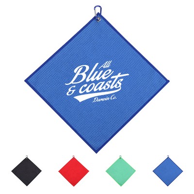Personalized Microfiber Golf Towel with Detachable Carabiner Clip