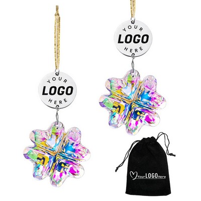 Hanging Crystal Suncatcher Prism Christmas Ornament in Flower Shape