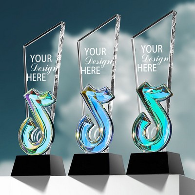 New Design Rainbow Music Note Crystal Glass Awards