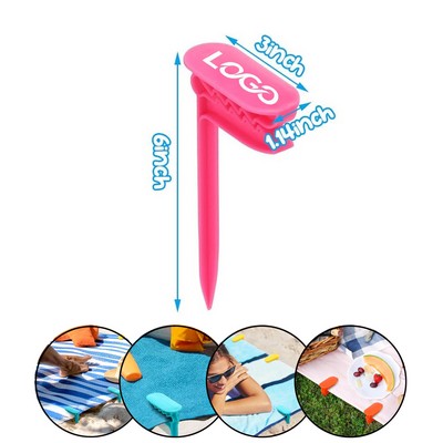 Windproof Count Beach Towel Outdoor Mat Anchor Stakes Clamps