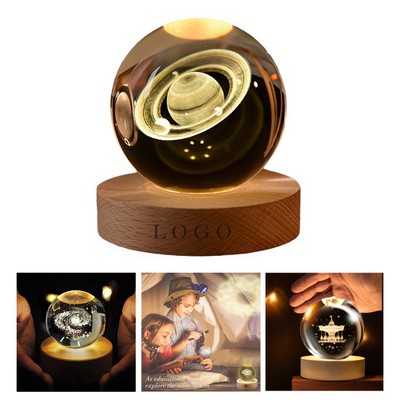 Solar System Crystal Ball Night Light Planet Figurine Lamp