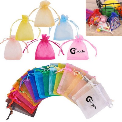 Multicolor Organza Bag with Drawstring