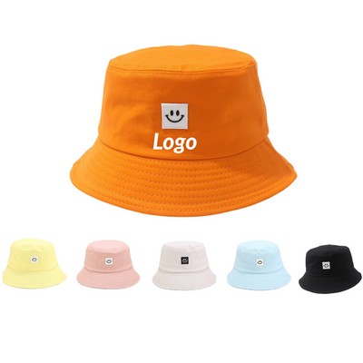 Bucket Hat with Leather Patch for Sun Protection