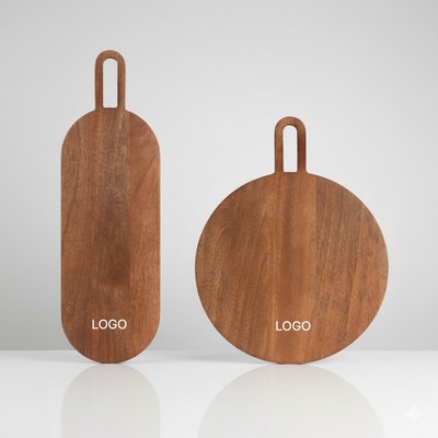 Wooden Cutting Board 2 pcs Set Steak Pizza Serving Tray Cheese Fruit Snack Platter