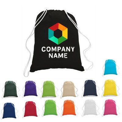 Large 5.5 oz.Sporty Canvas Drawstring Backpack- 14" x 18"