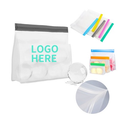 Medium-Sized PEVA Reusable Food Storage Bags, Watertight and Resealable for Freezer Use