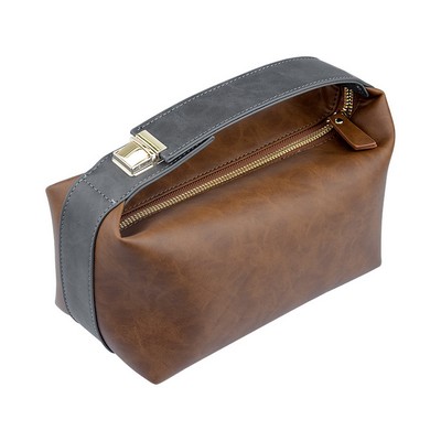 Vintage Leather Toiletry & Makeup Bag