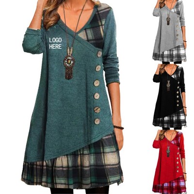 Promotional Apparel Women's Contrast-Panel V-Neck Dress