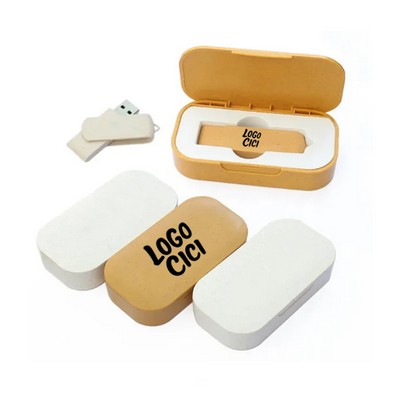 Eco Friendly 16GB Swivel USB Drive & Wheat Straw Case
