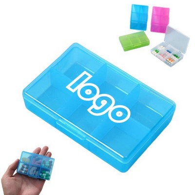 Portable Six-Compartment PP Pill Box with Seal