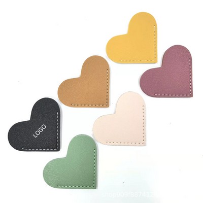 Leather Heart-Shaped Bookmark Mini Portable Page Corner Protector Valentine's Day Gift