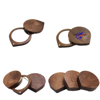 Pocket Wooden Magnetic Handheld Mirror