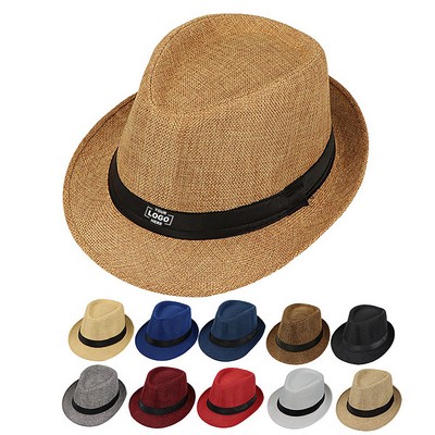 Linen Fedora Hat Vintage Jazz Style