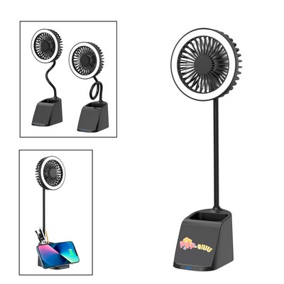Desktop Fan With Ring Light & Wireless Charger & Phone Holder