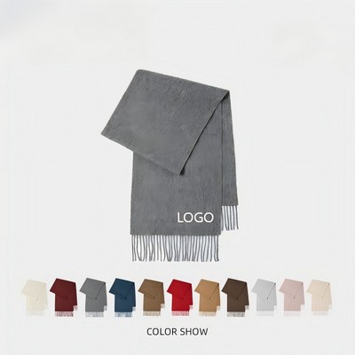Premium 100% Wool Scarf with Fringe - 12" x 70"