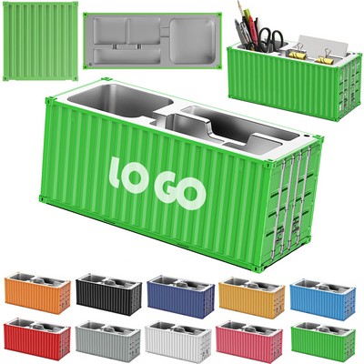 Container-Shaped Desktop Organizer For Office Supplies
