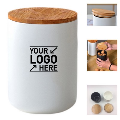 Airtight Ceramic Storage Jar with Bamboo Lid