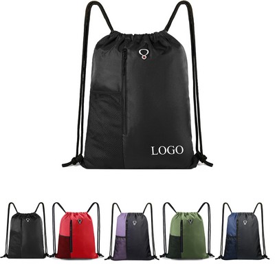 Gym Drawstring Backpack w/Mesh Pocket
