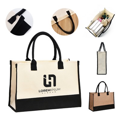 Reusable Canvas/Jute Waterproof Shopping Tote Bag