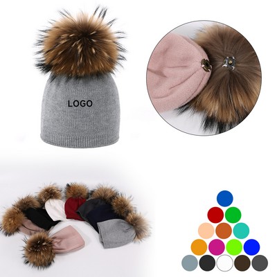 Toddler Pom Pom Winter Knit Beanies