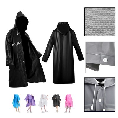 Rain Poncho With Drawstring Hood