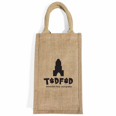 Four Bottle Jute Wine Tote Bag
