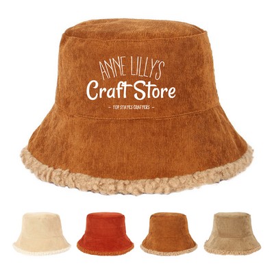 Double Side Corduroy Plush Bucket Hat