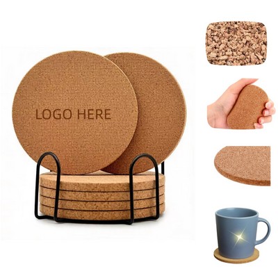 3.9"Lx0.39"H Round Cork Coaster