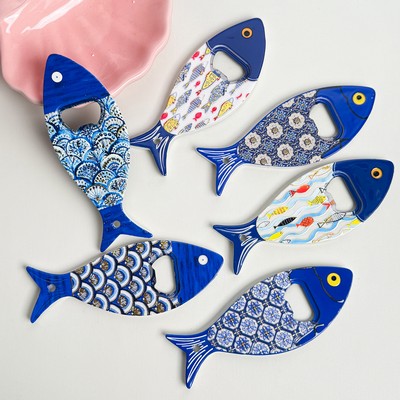 Fish-Shaped Painted Magnetic Bottle Opener Fridge Magnet