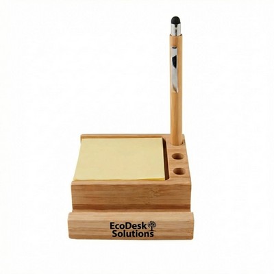 Bamboo Multi-Slot Desk Organizer & Phone Stand
