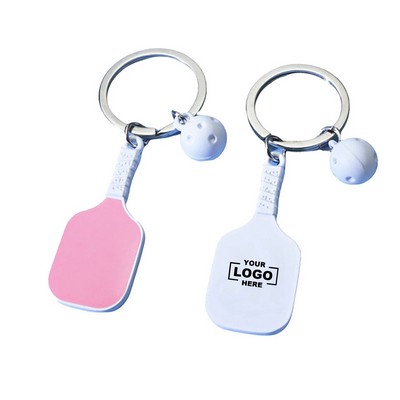 Pickleball Keychain Mini Paddle & Ball Charm Key Ring