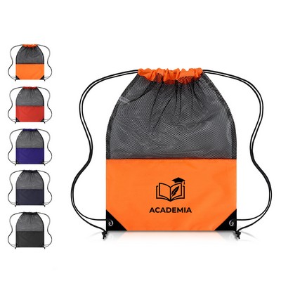Ventilated Mesh Top Nylon Cinch Backpack (14" X 18")