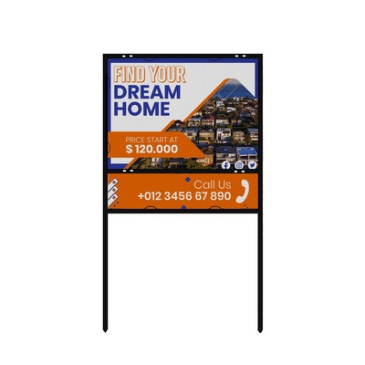 24"x30" Real Estate Framed Sign Kit- Hardware, Banner & Rider