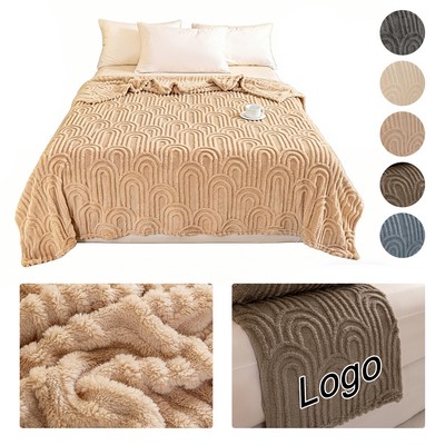 Double-Sided Jacquard Flannel Blanket Warm Soft Cozy Throw