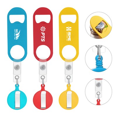 Retractable Flat Beer Bottle Opener With Belt Clip