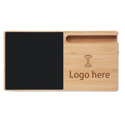 Bamboo Wireless Charging Stand Square Phone Holder 15W Fast Charger